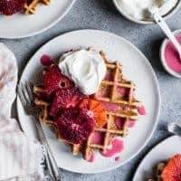 Oat Chamomile Waffles with Blood Orange Glaze