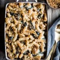 Cheesy Cauliflower and Kale Baked Rigatoni