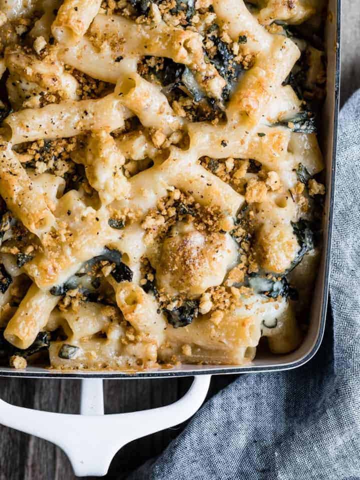 Cheesy Cauliflower and Kale Baked Rigatoni