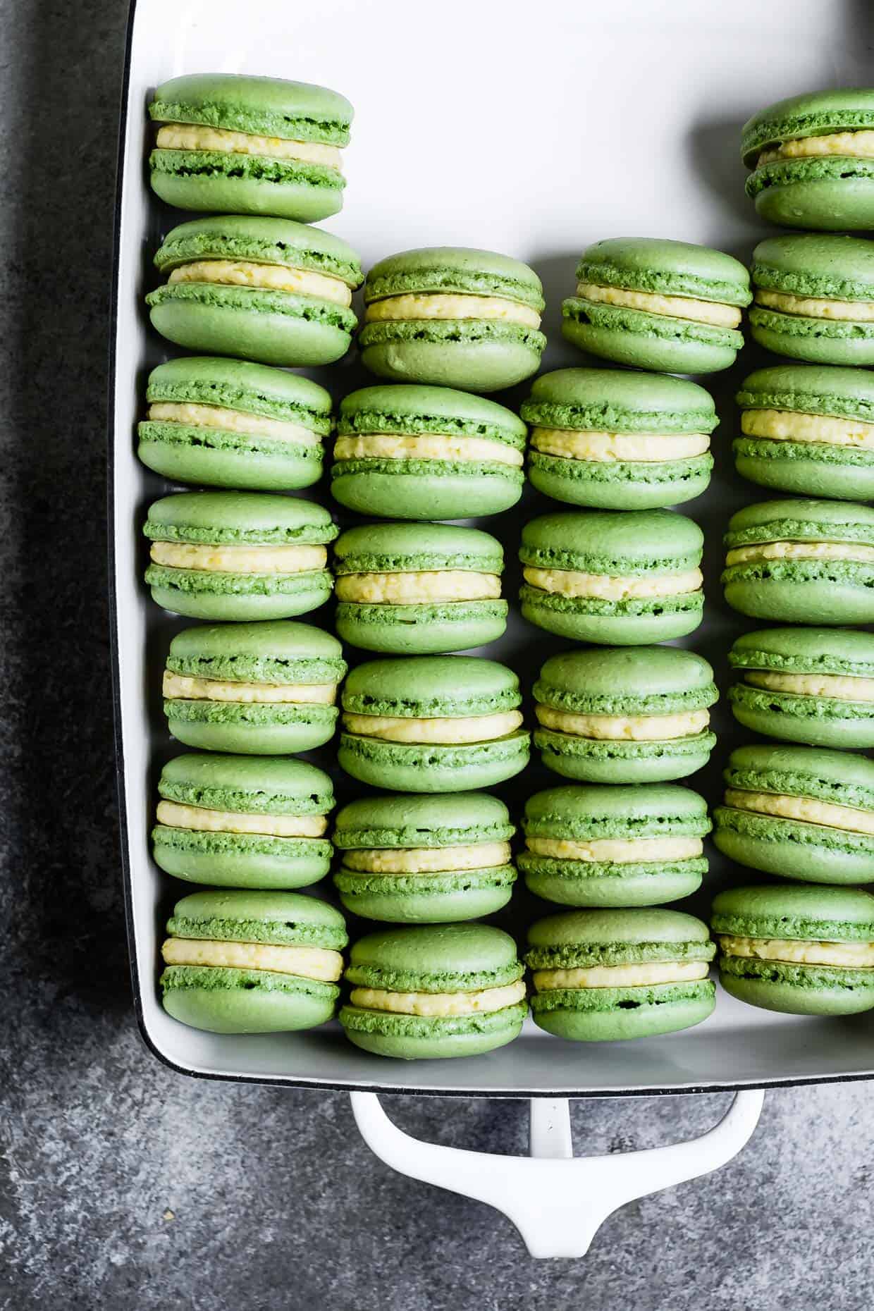 Matcha Macarons with Mango Buttercream