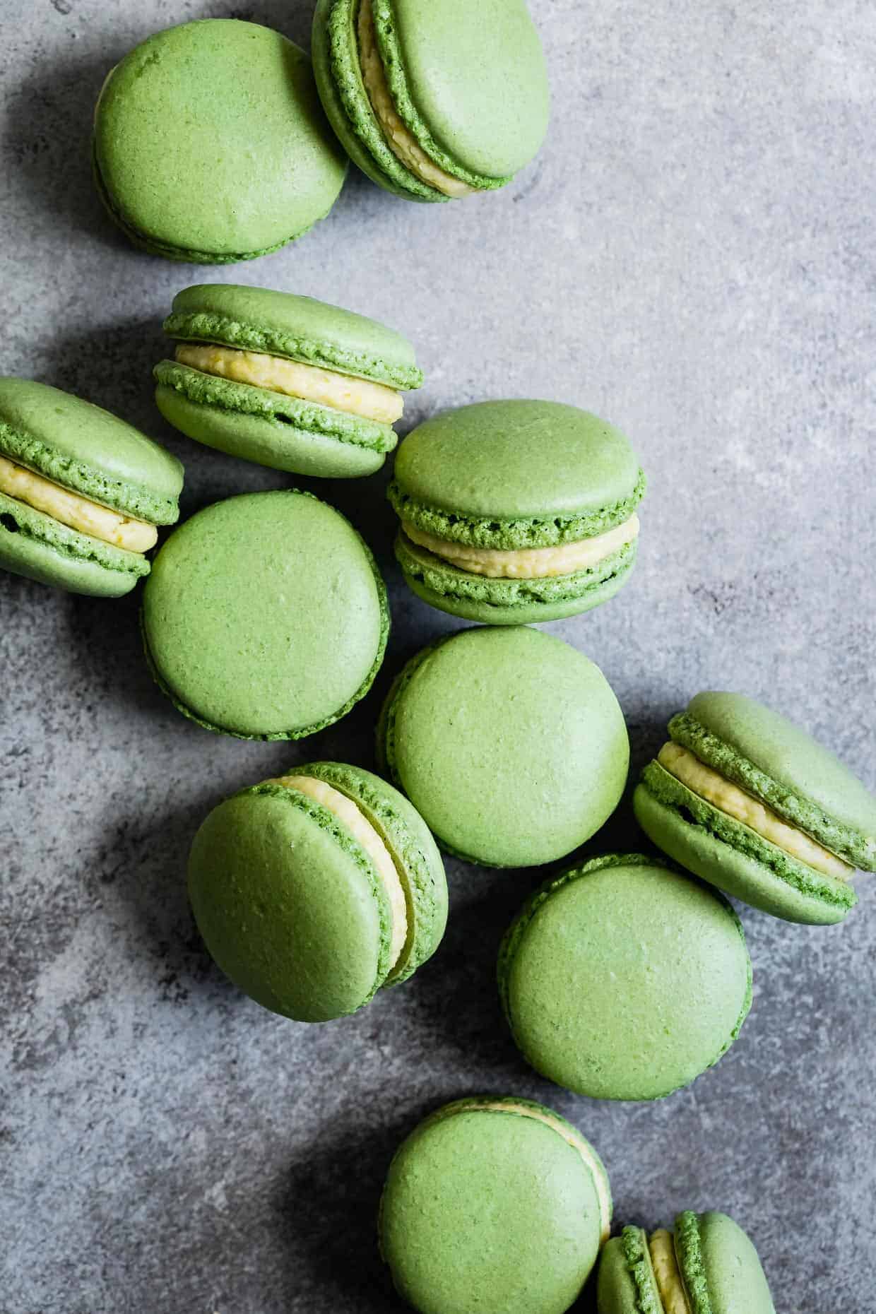 Matcha Macarons with Mango Buttercream