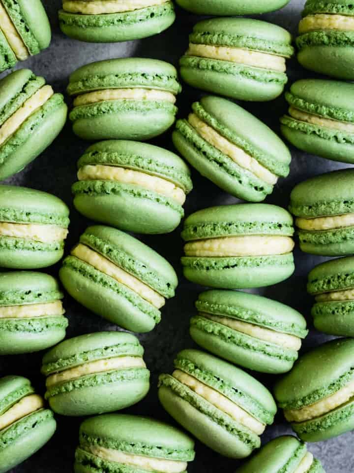 Matcha Macarons with Mango Buttercream