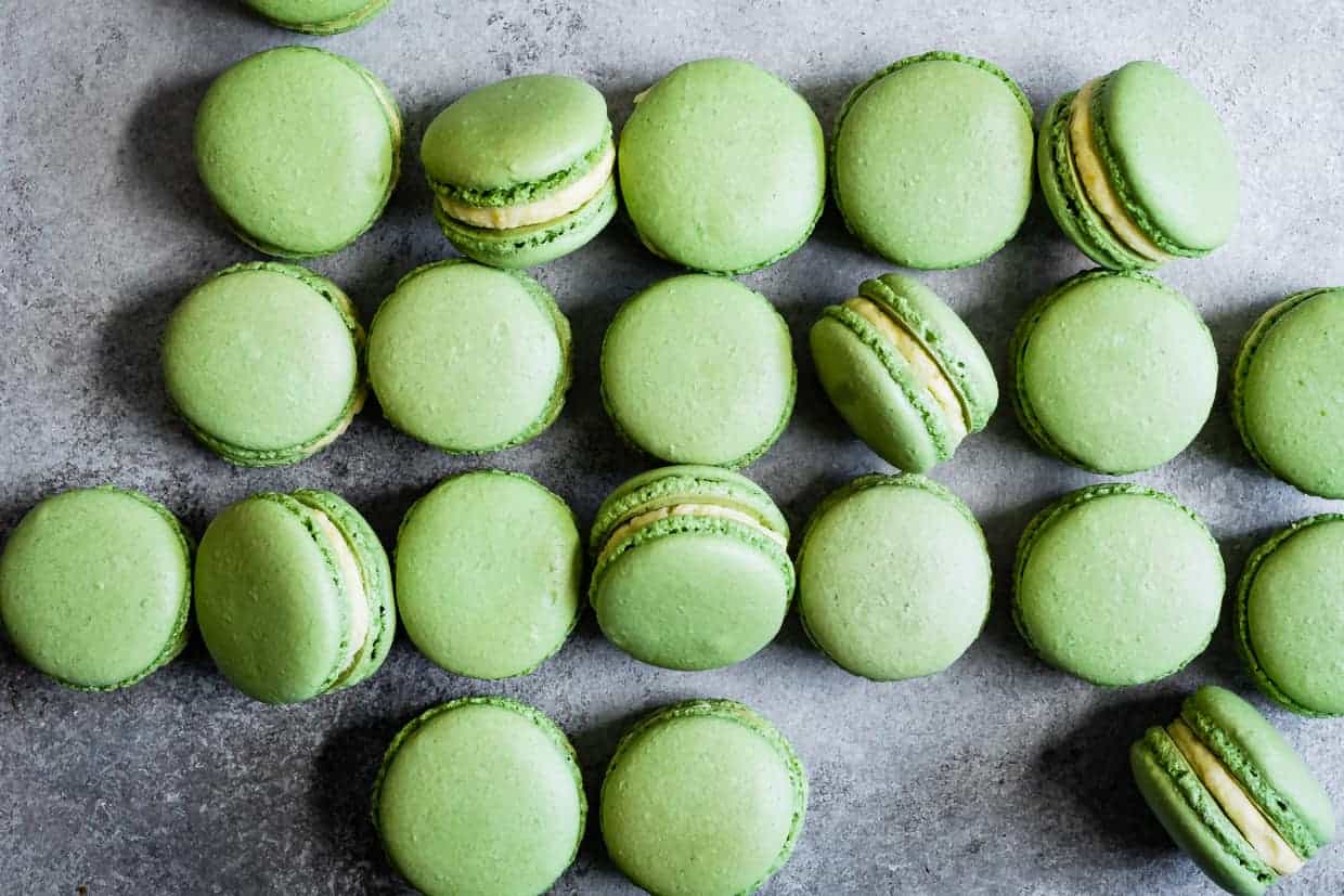 Matcha Macarons with Mango Buttercream