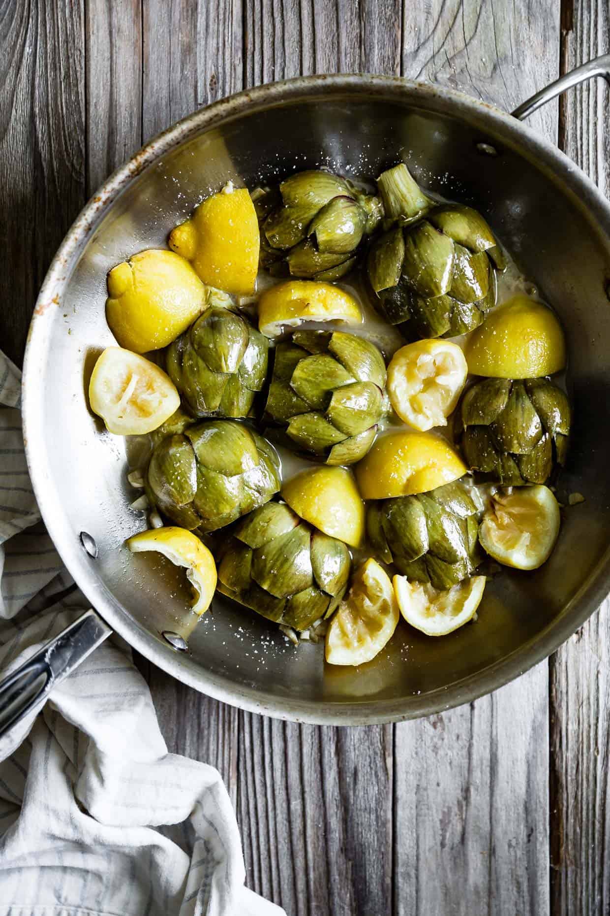 White Wine Braised Artichokes with Cashew Mandarin Tarragon Aioli