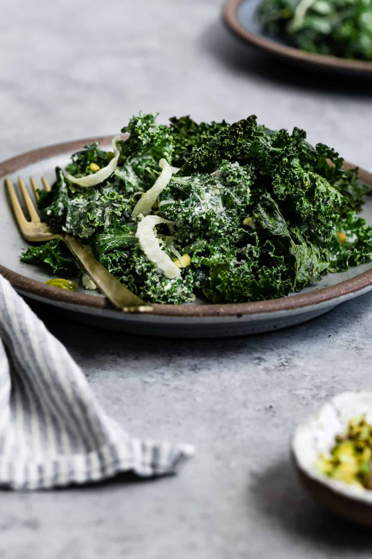 Double Kale Salad with Creamy Pistachio Dressing