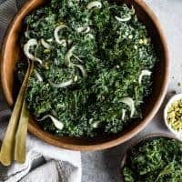 Double Kale Salad with Honey Pistachio Dressing
