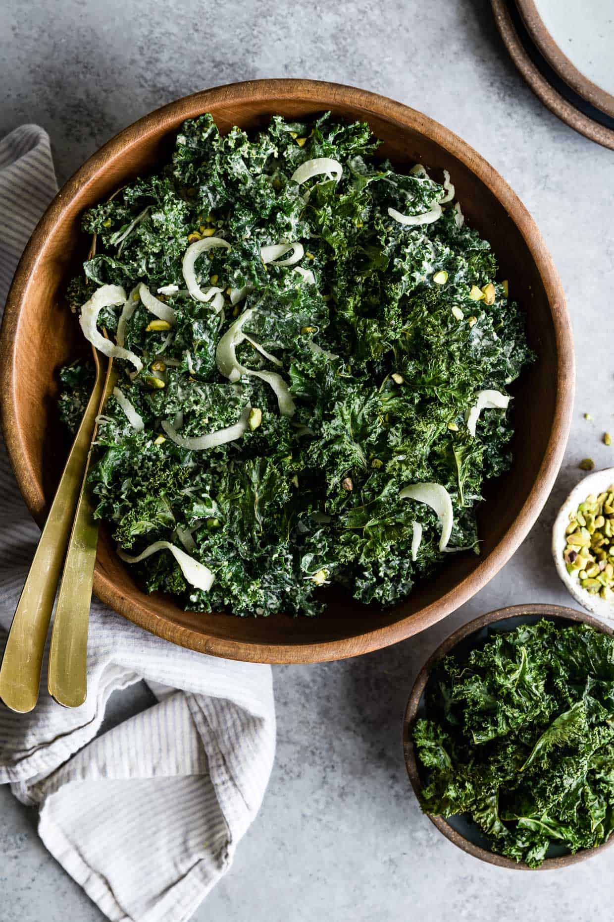 Double Kale Salad with Creamy Pistachio Dressing