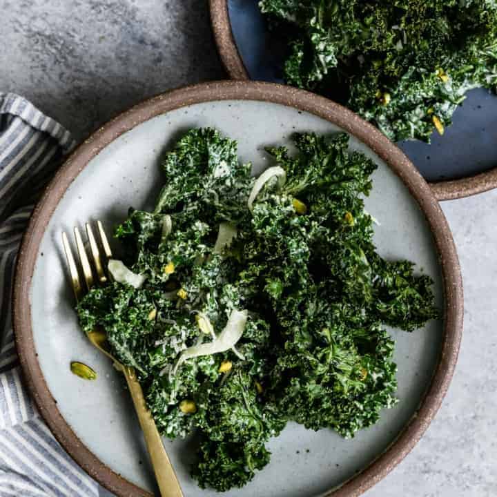 Double Kale Salad with Honey Pistachio Dressing