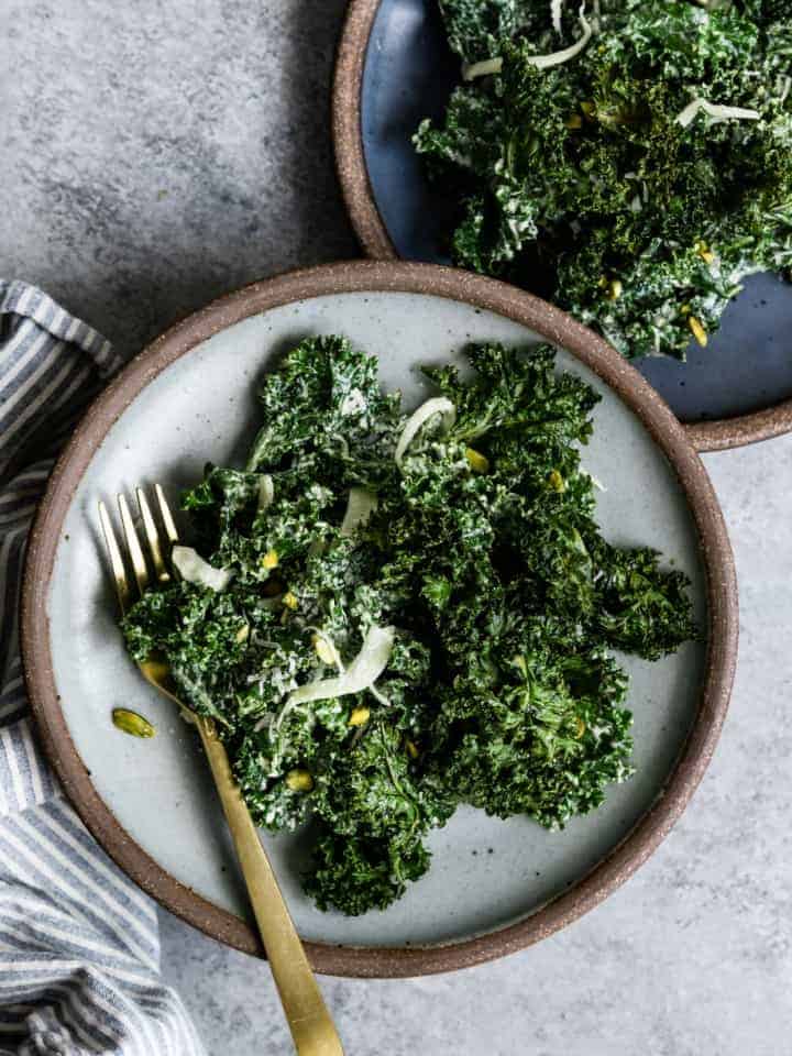 Double Kale Salad with Honey Pistachio Dressing