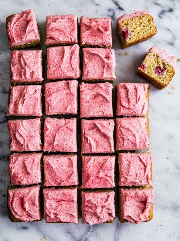 Gluten-Free Vanilla Raspberry Sheet Cake