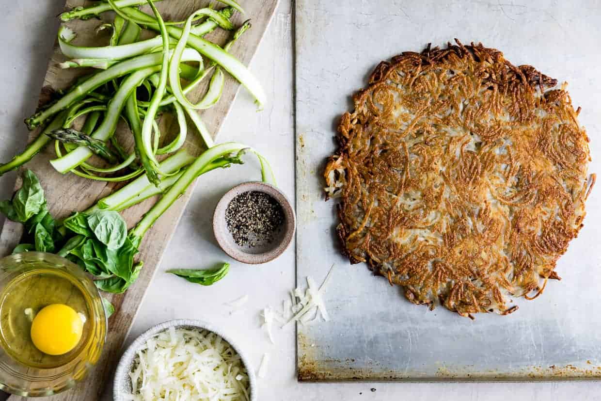 Hash Brown Breakfast Pizza with Asparagus