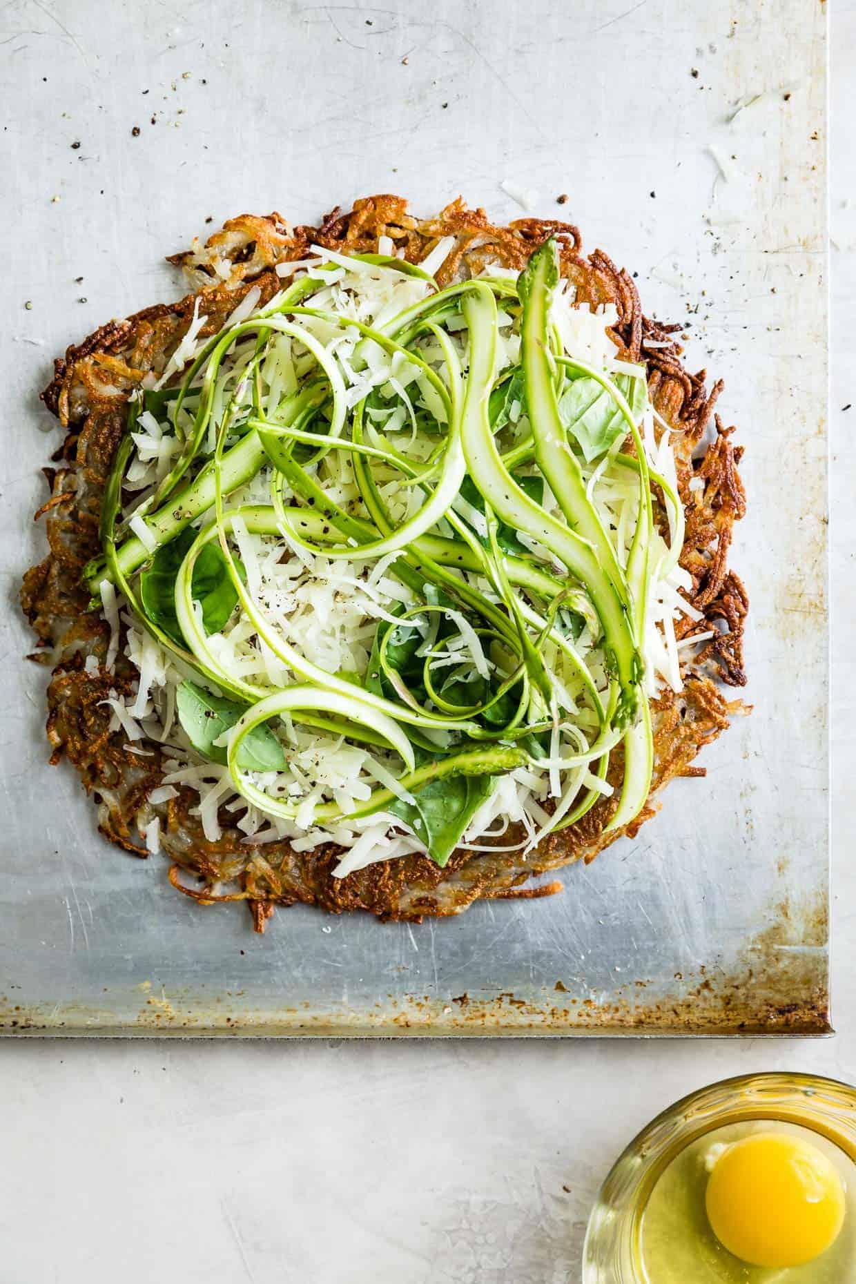 Hash Brown Breakfast Pizza with Asparagus