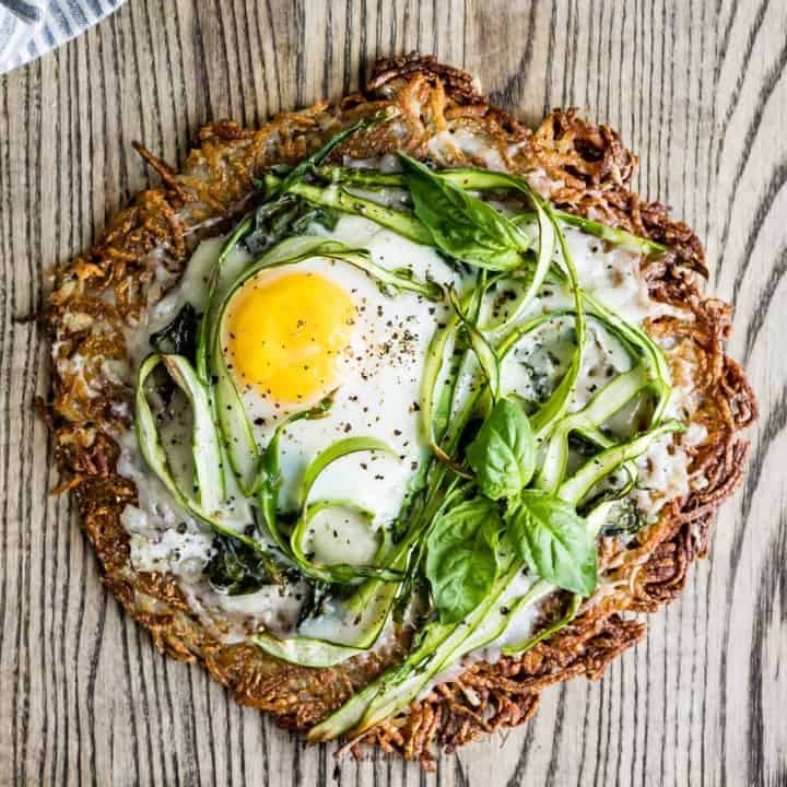 Hash Brown Breakfast Pizza with Asparagus