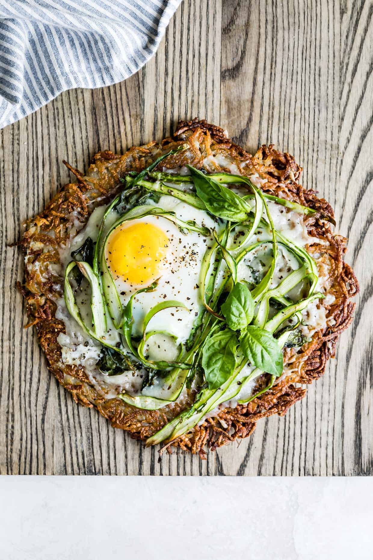 Hash Brown Breakfast Pizza with Asparagus