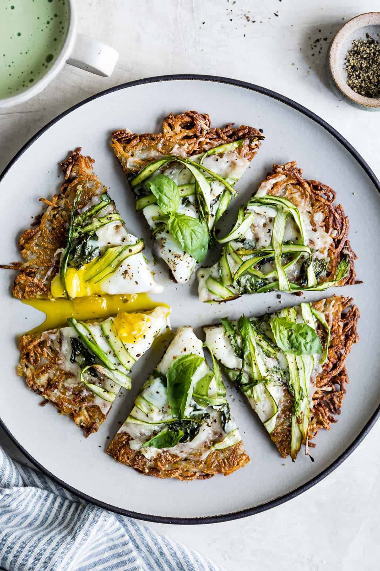 Hash Brown Breakfast Pizza with Asparagus