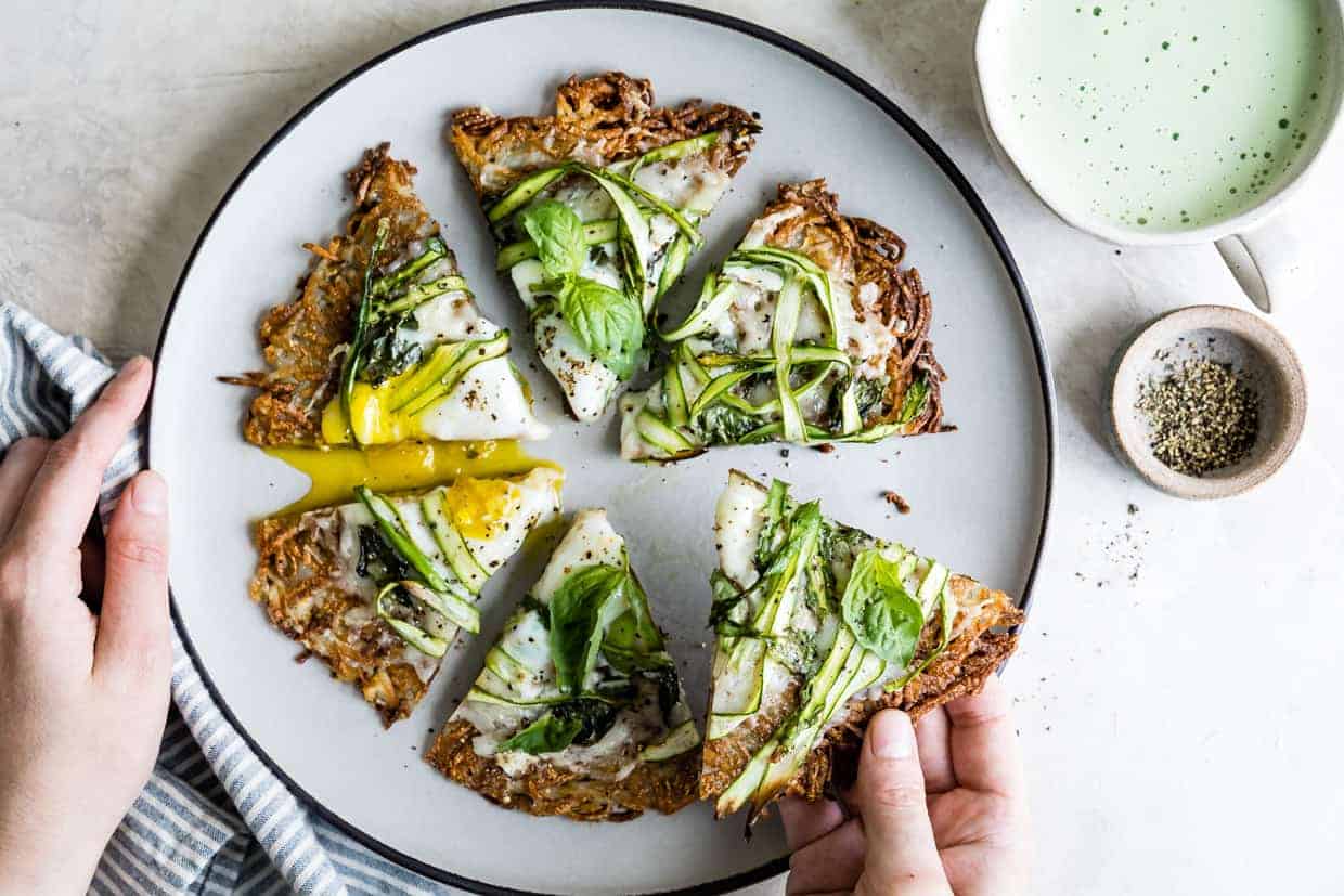 Hash Brown Breakfast Pizza with Asparagus