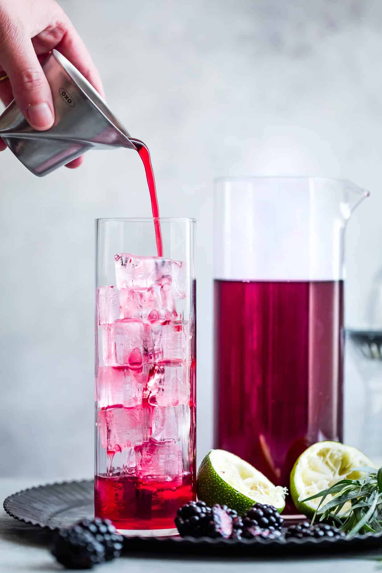 Blackberry Hibiscus Spritzer with Tarragon #mocktail #recipe #hibiscus