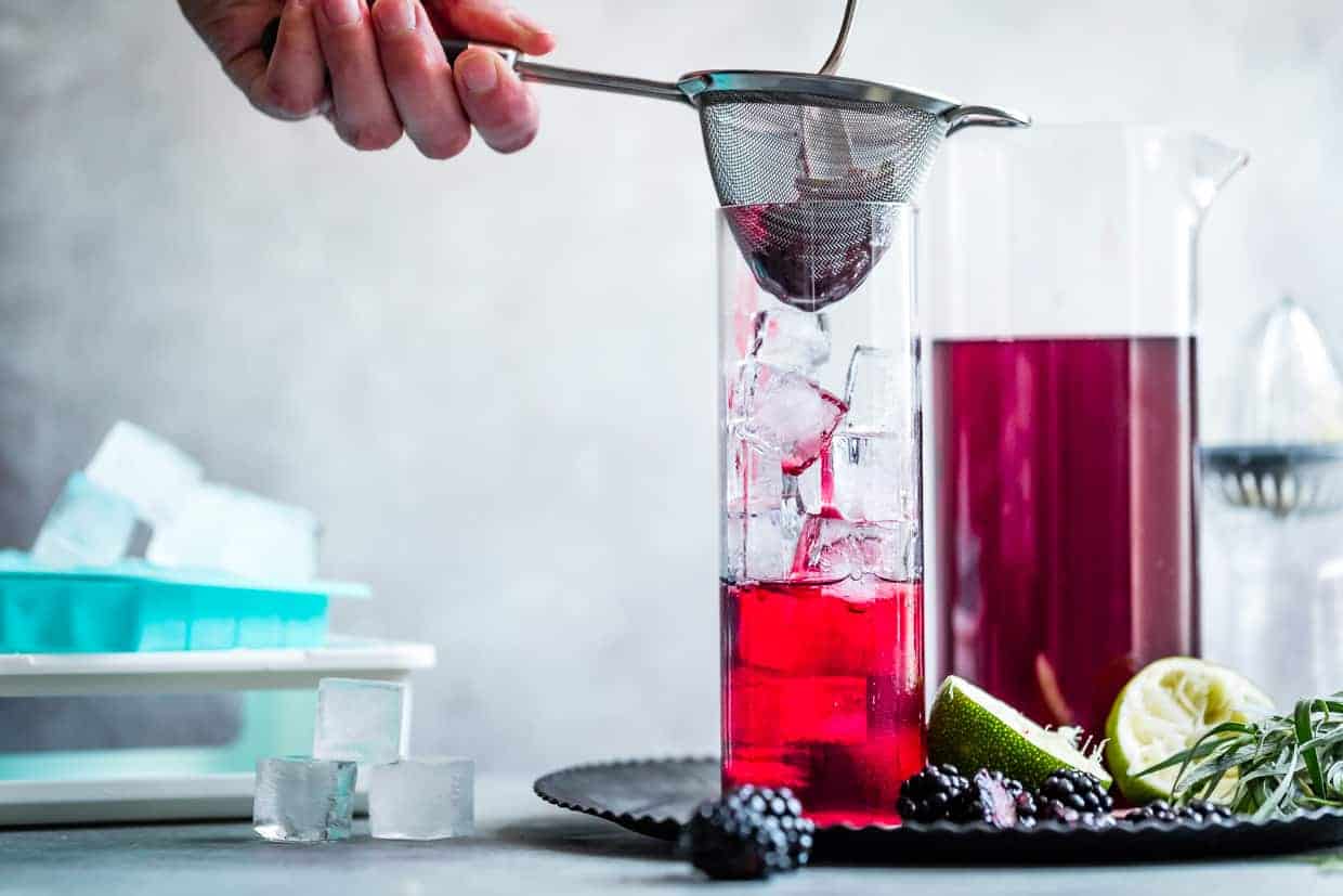 Blackberry Hibiscus Spritzer with Tarragon #mocktail #recipe #hibiscus