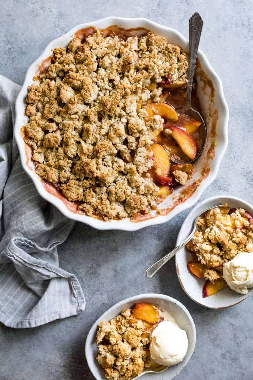 Gluten-Free Brown Sugar Peach Crumble #dessert #glutenfree #recipe #peachcrumble