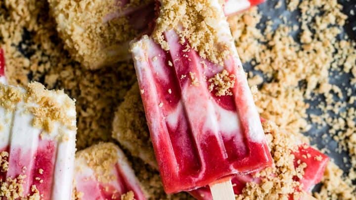 Strawberry Rhubarb Pie A La Mode Popsicles Snixy Kitchen