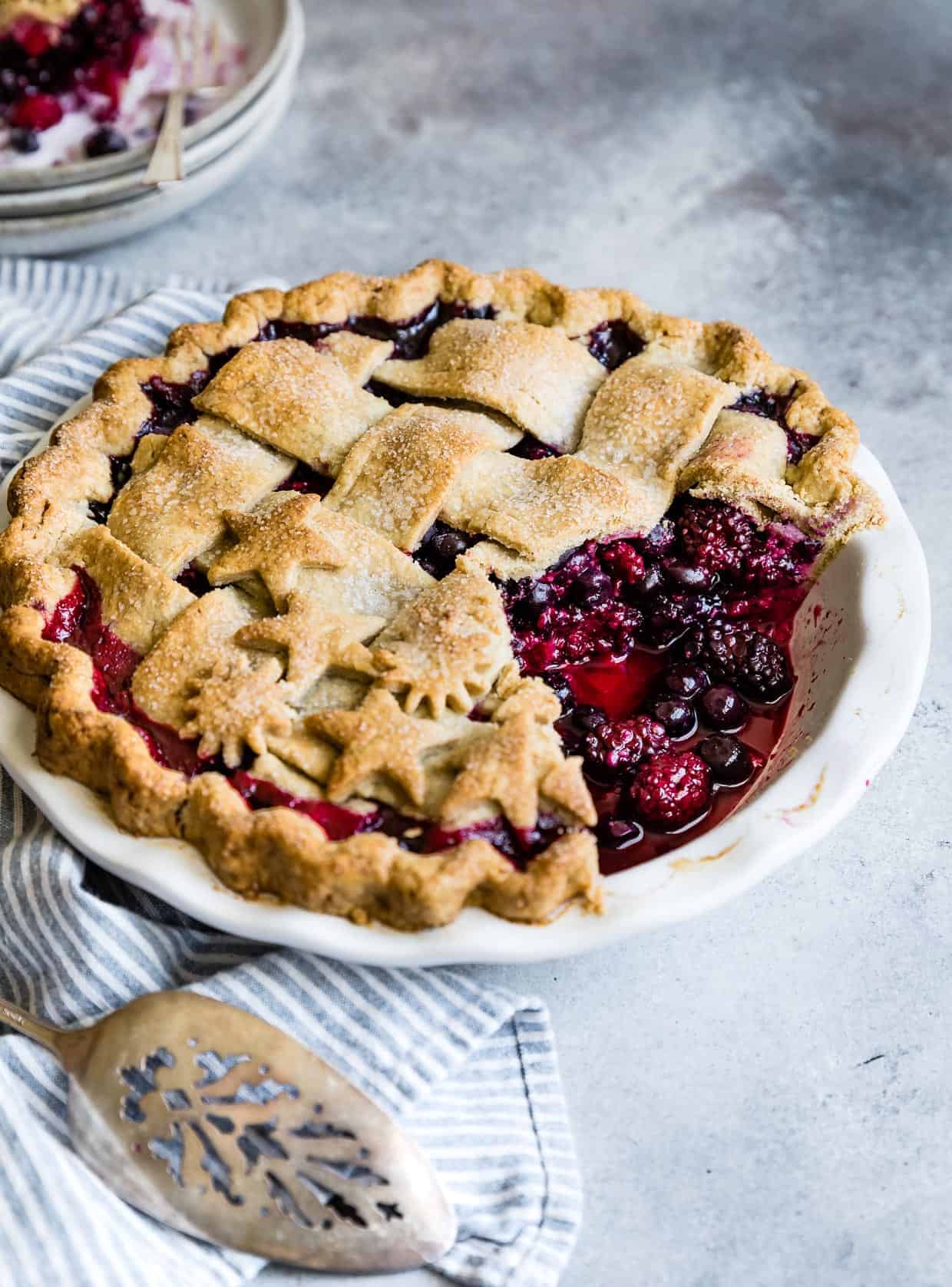 Triple Berry Pie Gluten-Free Cardamom Crust #pie #dessert #glutenfree #berry