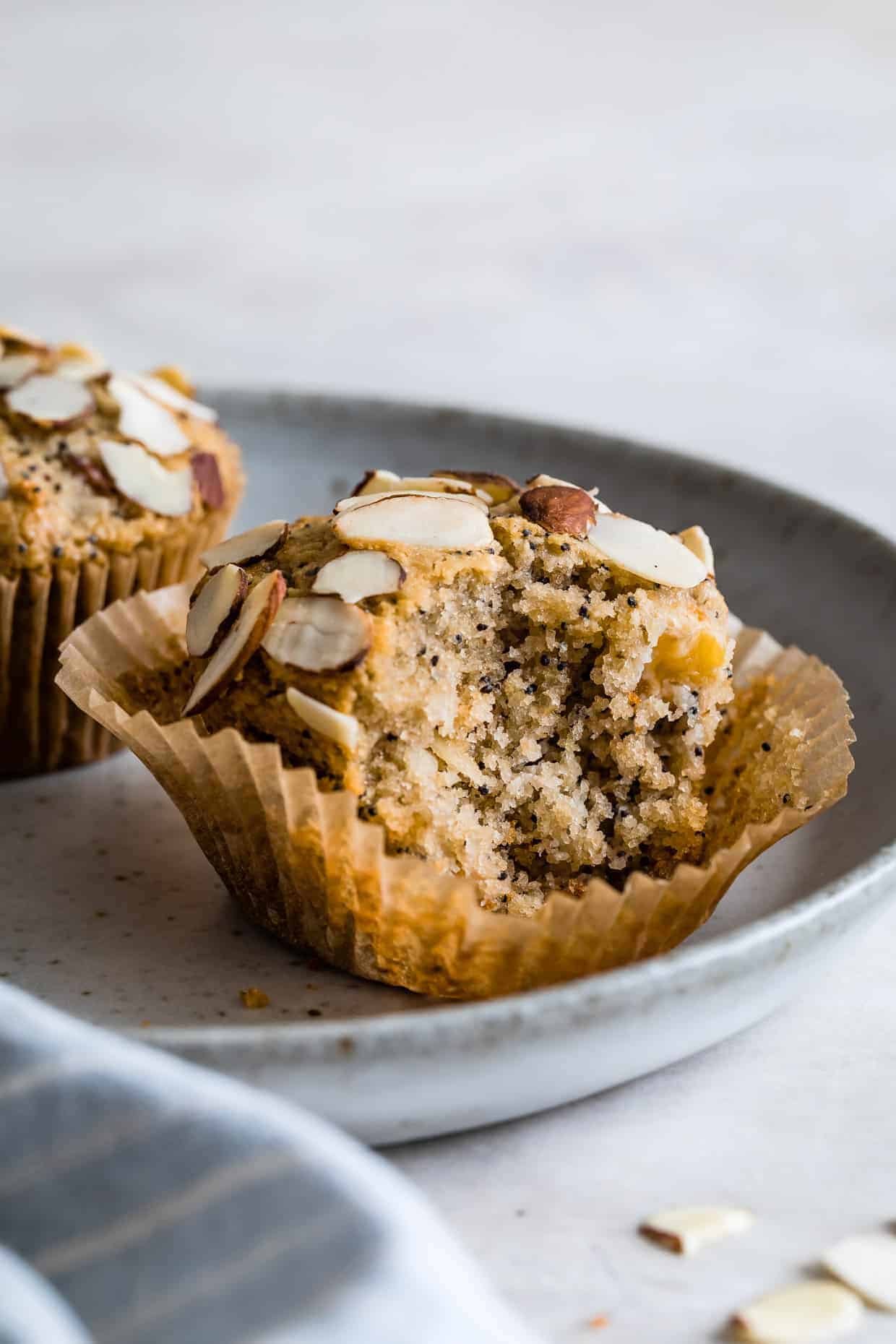Poppy Seed Almond Muffins with Peaches