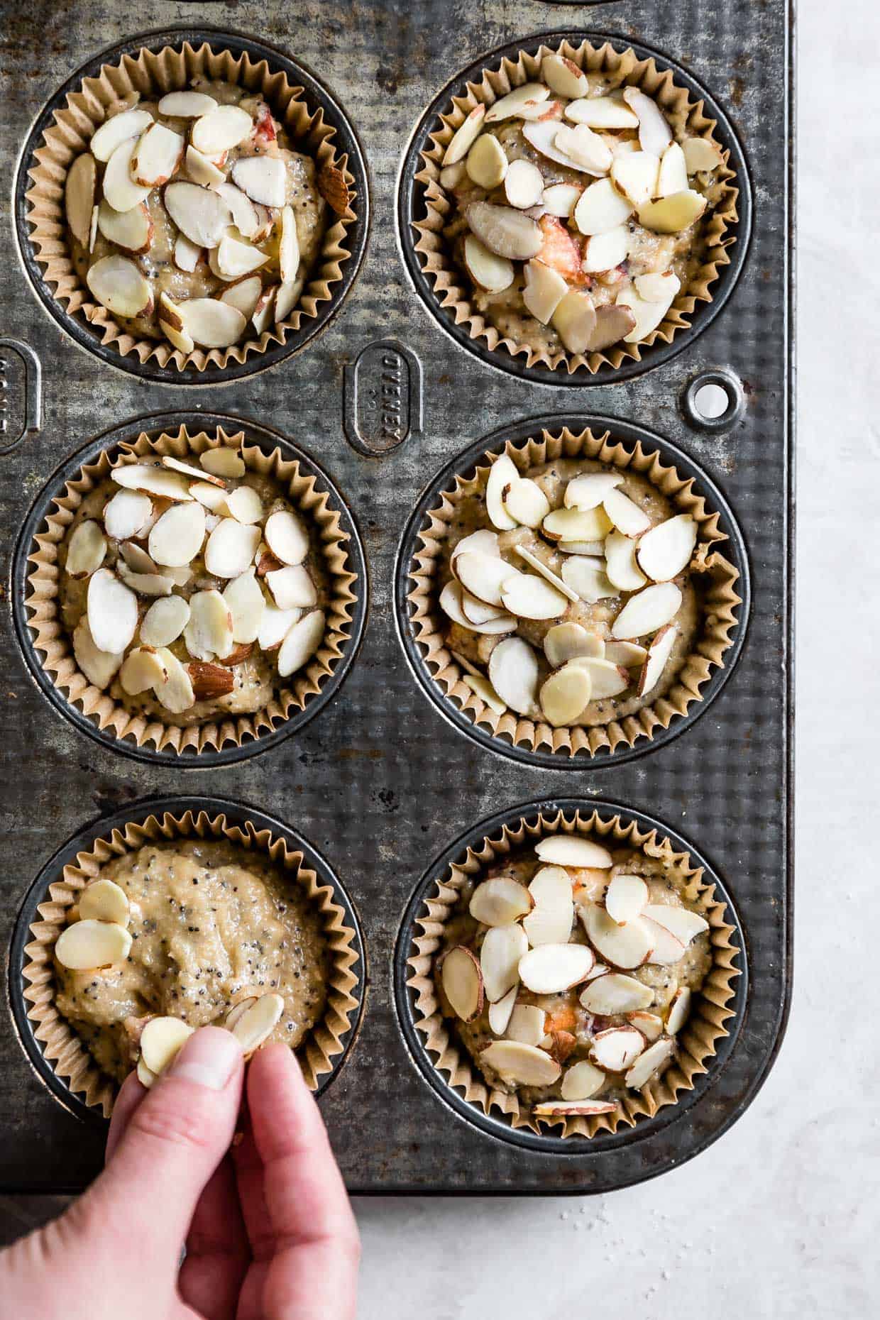 Poppy Seed Muffins with Almonds in Baking Pan