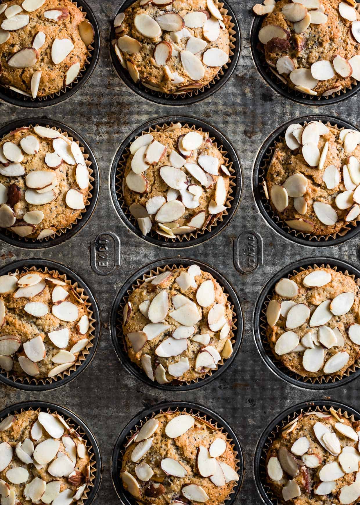 Almond Muffins with Poppy Seeds and Peaches