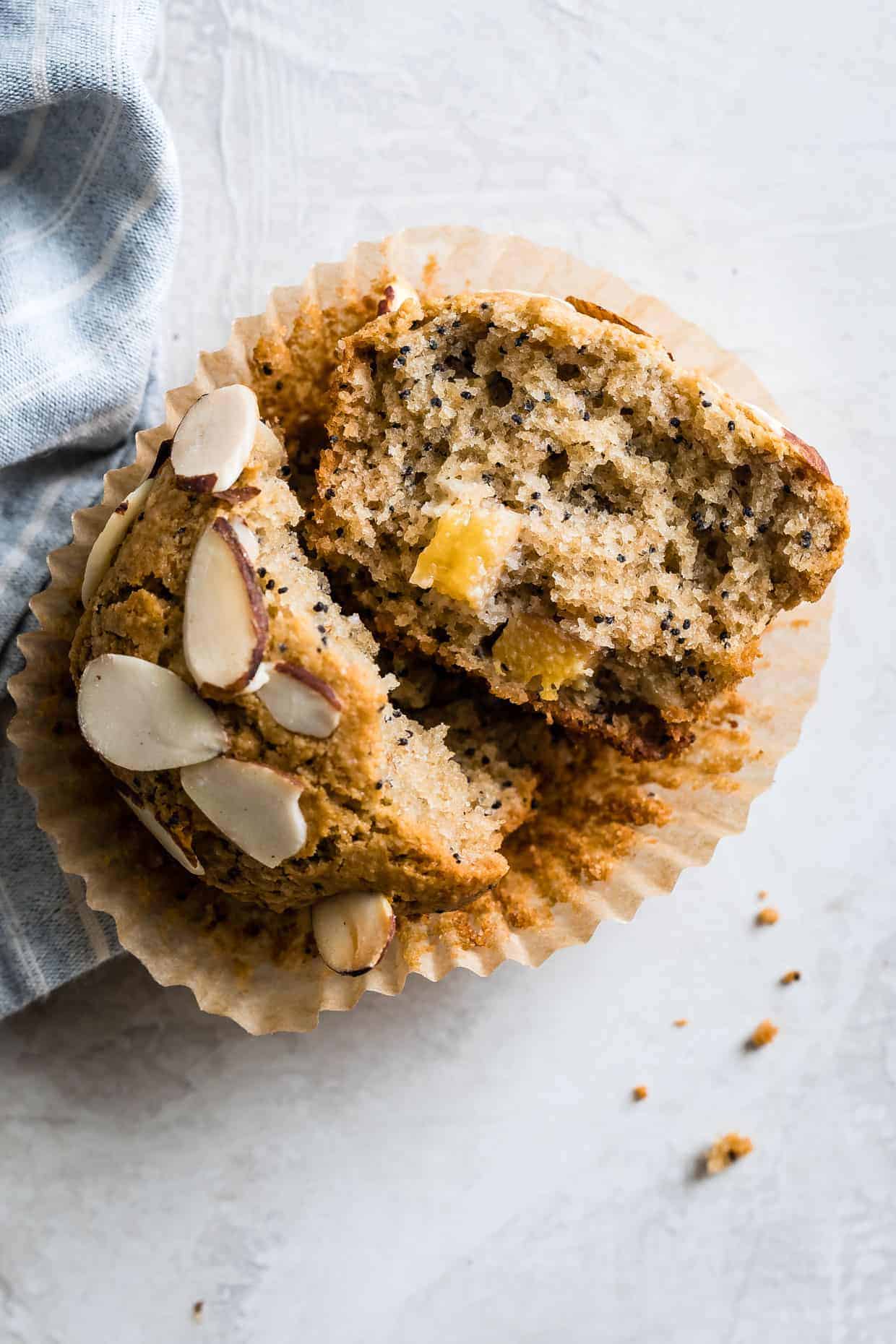 Peach Muffins with Almonds and Poppy Seeds