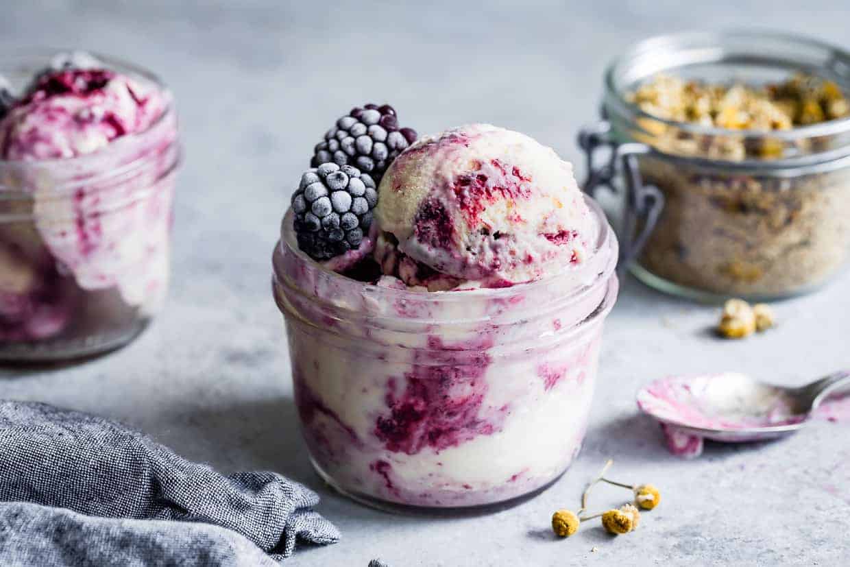 Chamomile Blackberry Ice Cream