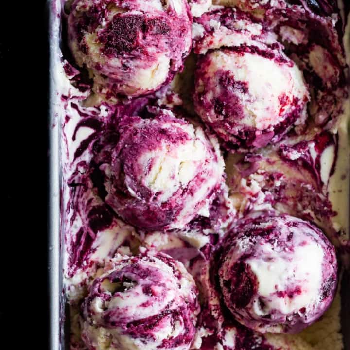 Homemade Blackberry Ice Cream with Chamomile