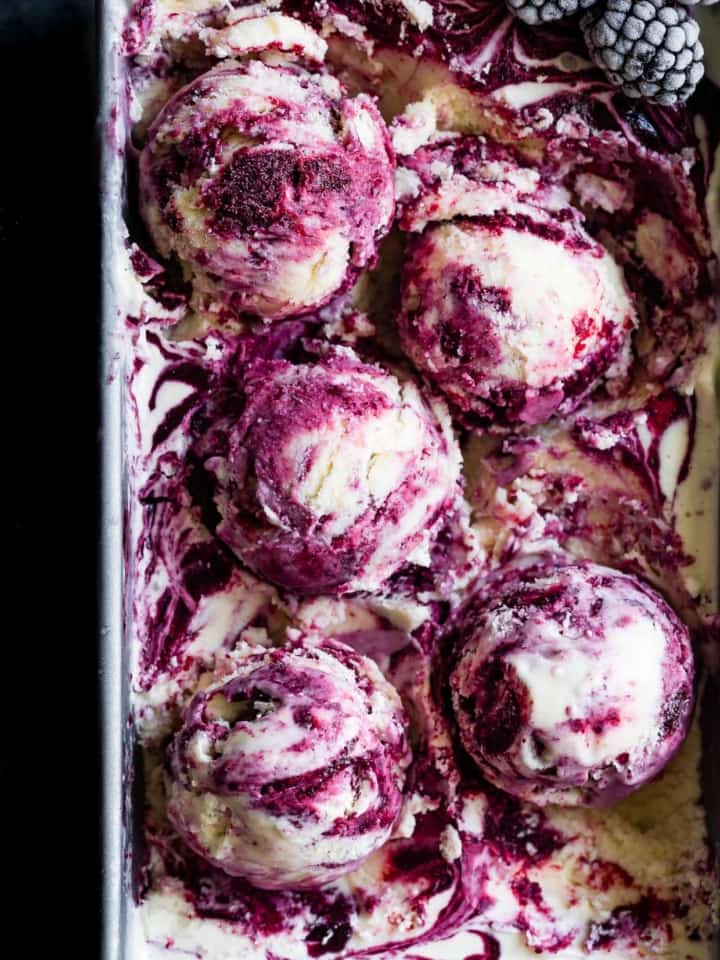 Homemade Blackberry Ice Cream with Chamomile