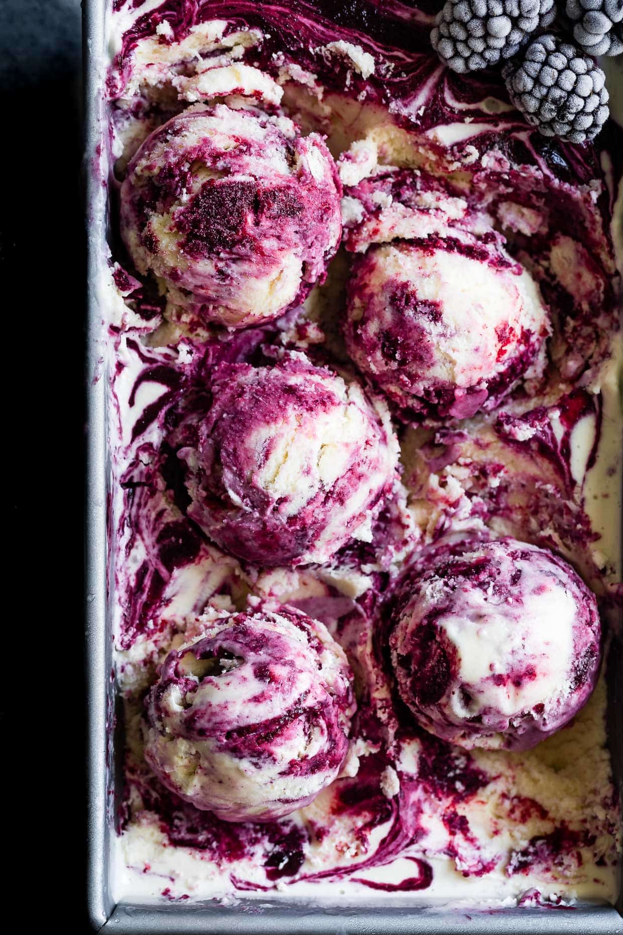 Homemade Blackberry Ice Cream with Chamomile