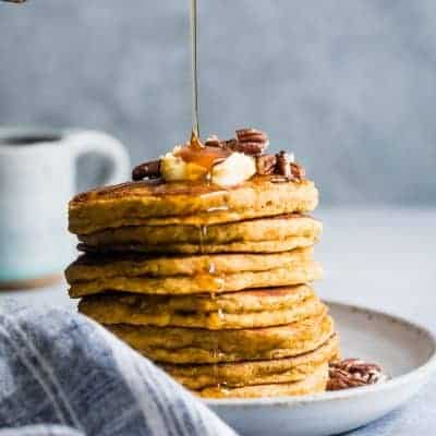 Pumpkin Oat Flour Pancakes