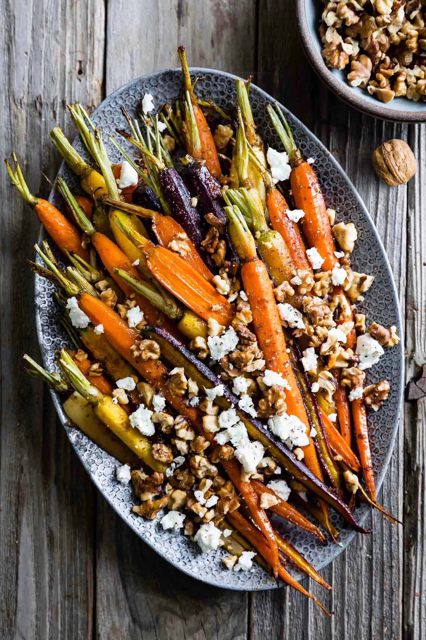 Maple Roasted Carrots with Walnuts & Feta