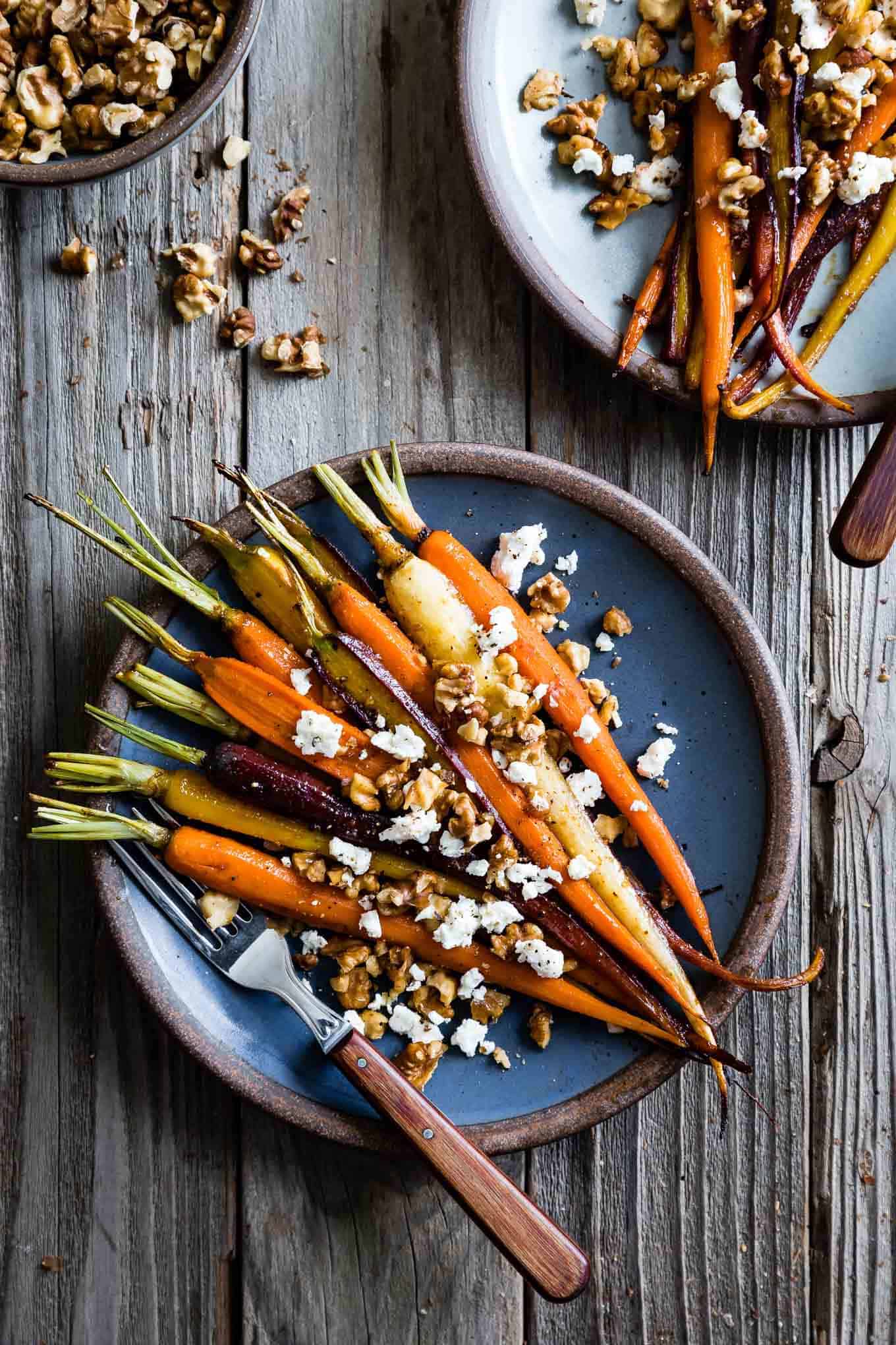 Maple Roasted Carrots with Walnuts & Feta