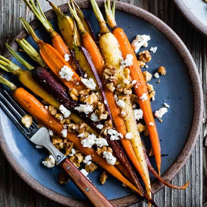 Maple Glazed Carrots with Walnuts & Feta