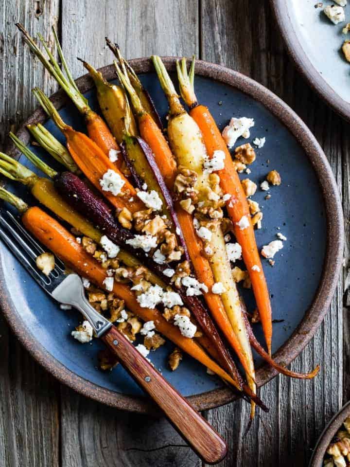 Maple Glazed Carrots with Walnuts & Feta