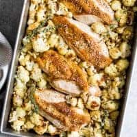 Parmesan Roasted Cauliflower and Chicken Sheet Pan Dinner