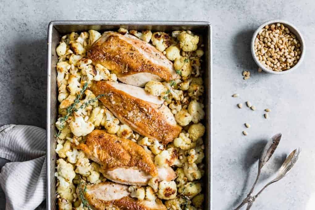 Parmesan Roasted Cauliflower and Chicken Sheet Pan Dinner Snixy Kitchen