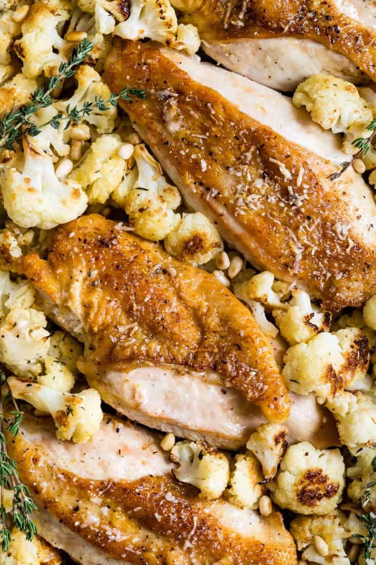 Parmesan Roasted Cauliflower and Chicken Sheet Pan Dinner Snixy Kitchen