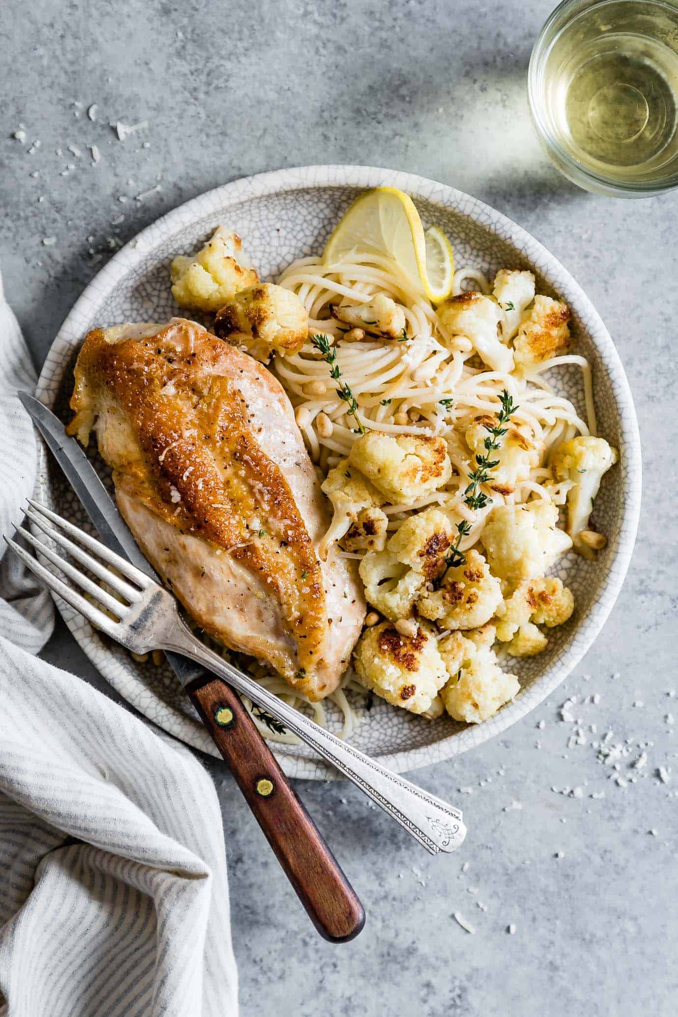 Lemon Parmesan Roasted Cauliflower and Chicken