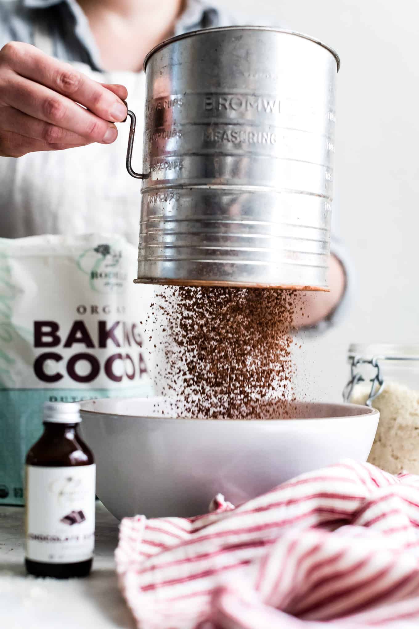 Sifting Cocoa Powder