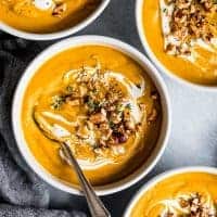 Moroccan Carrot Soup with Cinnamon Hazelnuts