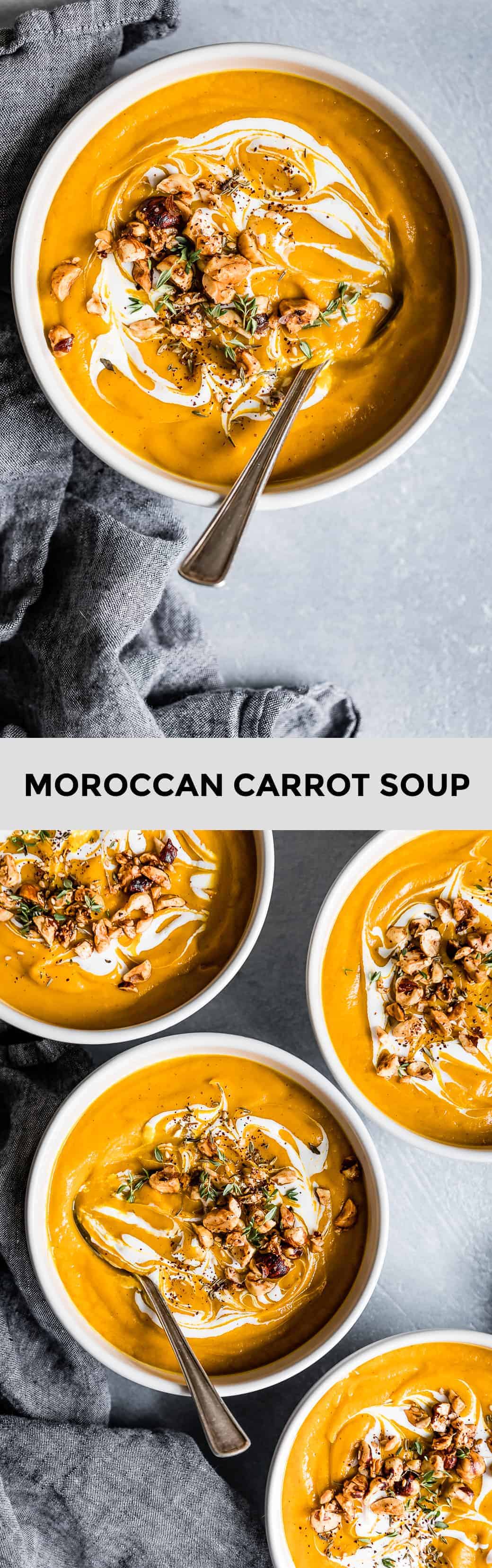 Moroccan Carrot Soup with Cinnamon Hazelnuts