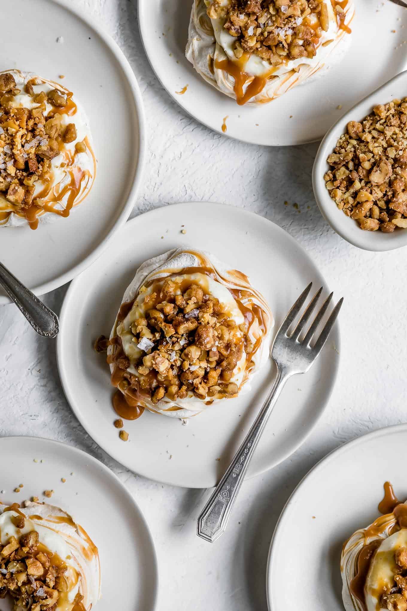 Salted Caramel Cheesecake Mini Pavlova Cakes