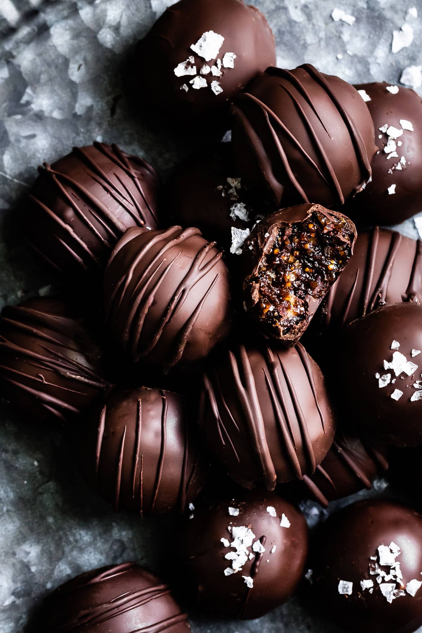 Dark Chocolate Honey Fig Walnut Truffles