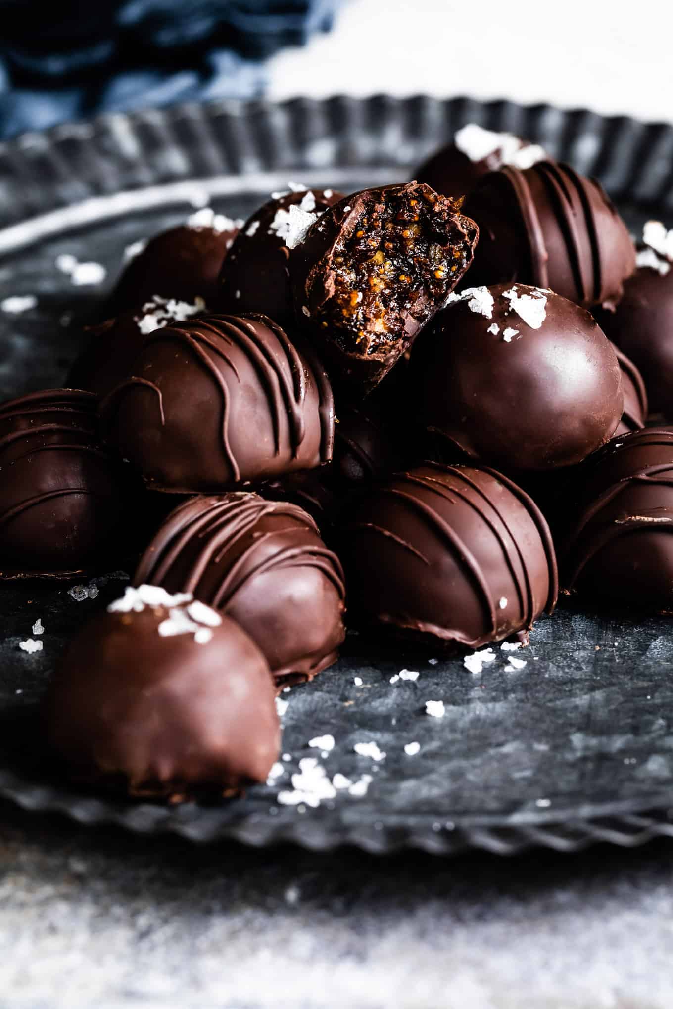 Dark Chocolate Truffles with Fig Puree