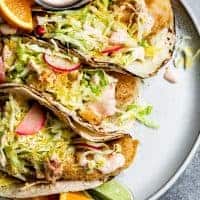 Gluten-Free Fried Fish Tacos with Chipotle Cream Sauce