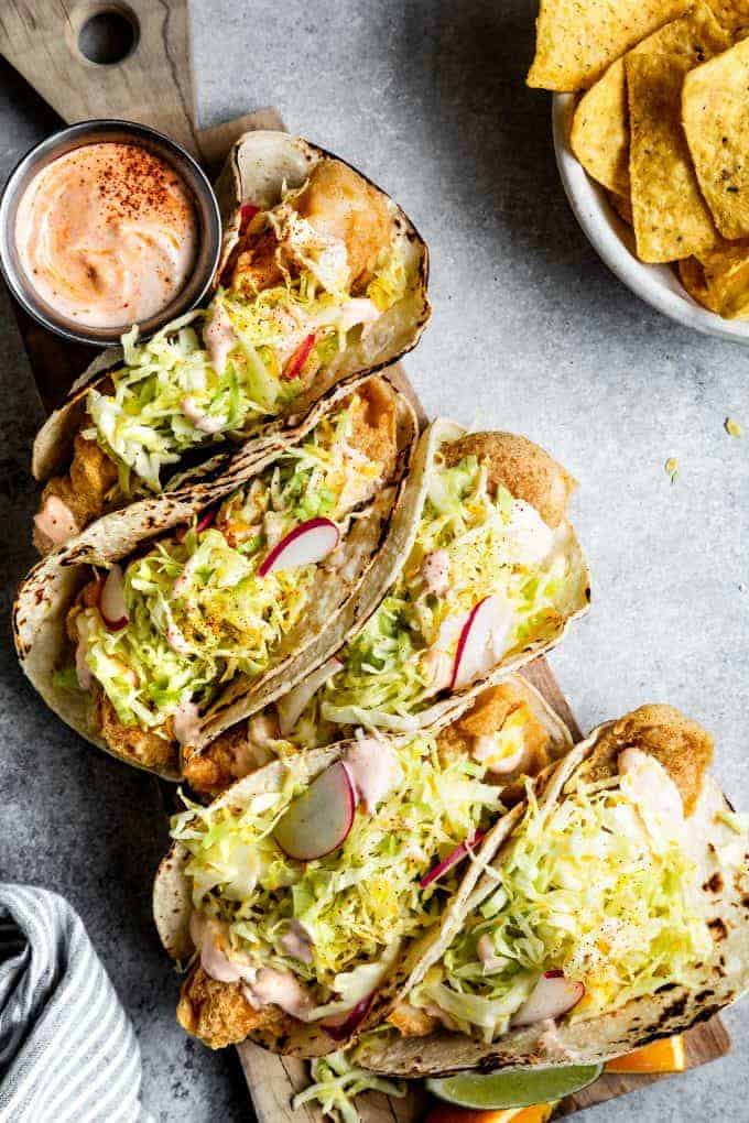 GlutenFree Fried Fish Tacos with Chipotle Baja Cream Snixy Kitchen